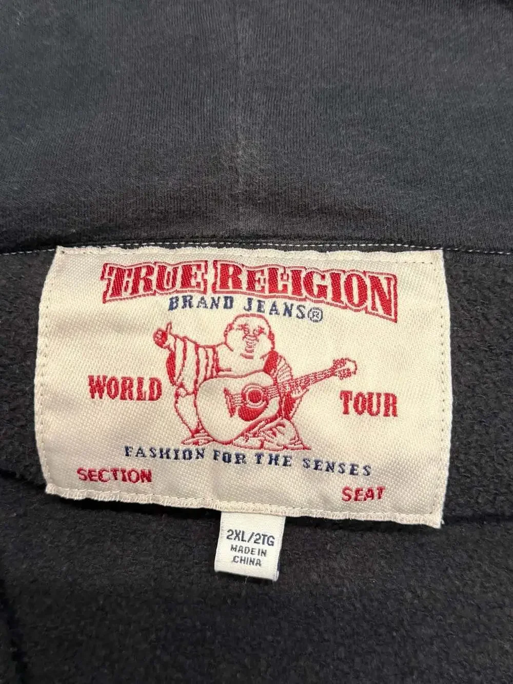 True Religion Classic Logo Full Zip Hoodie with Contrast Stitching